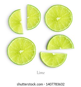 Lime slices isolated on white background