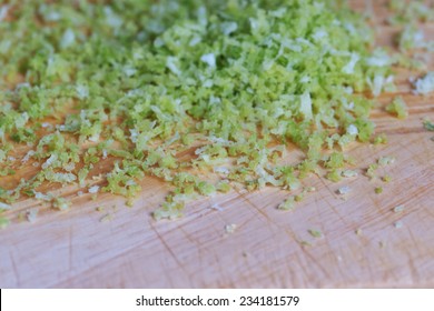 Lime Zest On A Wooden Board