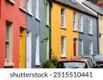 Limerick city in Ireland. Colorful residential street.