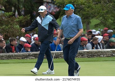 Limerick Ireland July 5th 2022,..Photo Of Ryanair CEO Micheal O Leary In The Blue Hat At The JP McManus Pro Am Charity Golf Tournament At Adare Manor