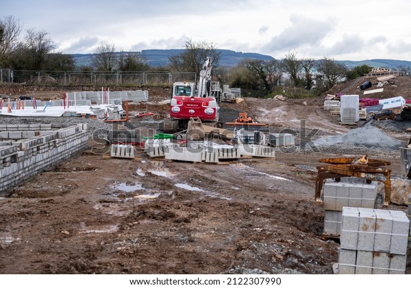 Limerick,Ireland,02,02,
2022,View of new housing development in Limerick, Caherdavin,Condel
Road near Clonmacken
Roundabaut