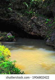 a limestone cave through which a river flows