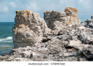 Limestone Formation (rauk) On Fårö Gotland Sweden