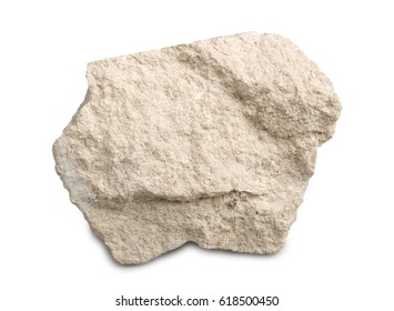 Limestone isolated on white background. Limestone is a sedimentary rock  composed of skeletal fragments of marine organisms.
