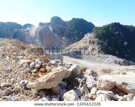 Limestone mining, quarry. 