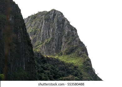 Limestone Mountain Isolated On A White Background