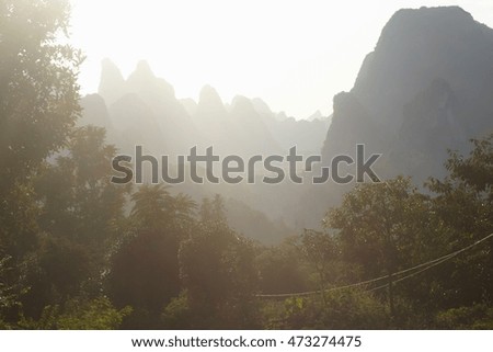 Similar – Foto Bild Morgensonne und Nebel in den Dolomiten