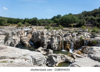 Limestone plateau shaped by water La Roque-sur-Ceze, France