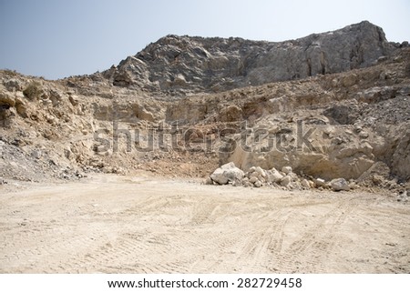 Limestone quarry on the mountain, Vintage tone.