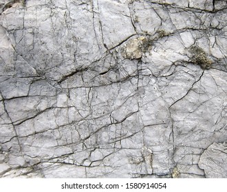 Limestone rock surface with a lot of cracks                   