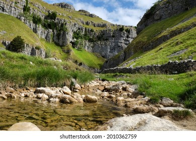 Limestone scenery and Gordale Beck, Yorkshire Dales, UK