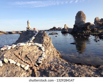 Limestone stack at beach.