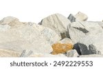 limestone stones on a white isolated background