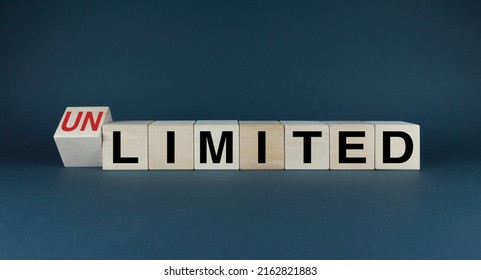 Limited or Unlimited. Cubes form the choice words Limited or Unlimited. Extensive concept of limit to unlimited