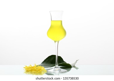 Limoncello Cocktail In Glass On White Background