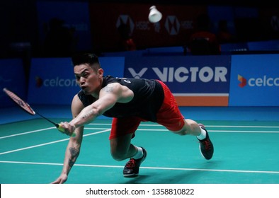  Lin Dan of China in action on day two of the Badminton Malaysia Open at Axiata Arena on April 3, 2019 in Kuala Lumpur, Malaysia. 