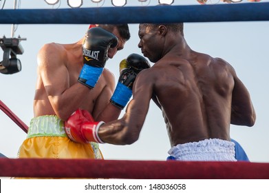 LINCOLN, CA July 26: ESPN's Friday Night Fights Featuring Burgos (yellow Trunks) Vs Amidu At Thunder Valley Casino Resort In Lincoln, California On July 26, 2013