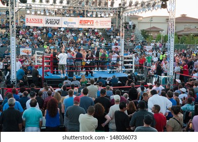 LINCOLN, CA July 26: ESPN's Friday Night Fights Featuring Burgos (yellow Trunks) Vs Amidu At Thunder Valley Casino Resort In Lincoln, California On July 26, 2013