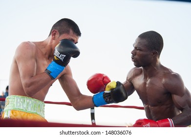 LINCOLN, CA July 26: ESPN's Friday Night Fights Featuring Burgos (yellow Trunks) Vs Amidu At Thunder Valley Casino Resort In Lincoln, California On July 26, 2013