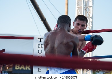 LINCOLN, CA July 26: ESPN's Friday Night Fights Featuring Burgos (yellow Trunks) Vs Amidu At Thunder Valley Casino Resort In Lincoln, California On July 26, 2013