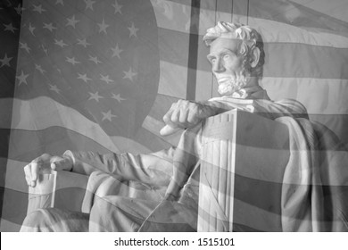 Lincoln Memorial & American Flag