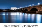 Lincoln Memorial and Arlington Bridge, in Washington DC, by night