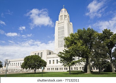 Lincoln, Nebraska - State Capitol Building with the trees