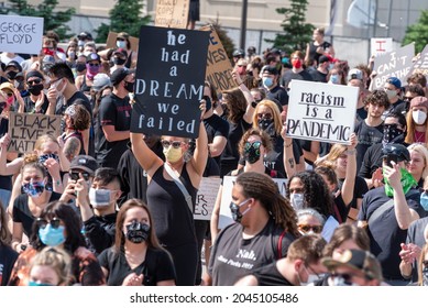 Lincoln, Nebraska  USA - 05 31 2020: Black Lives Matter, Protest Against Racism.