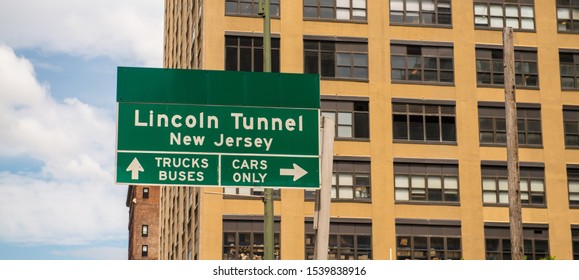 Lincoln Tunnel Sign In Manhattan.