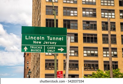 Lincoln Tunnel Sign In Manhattan.