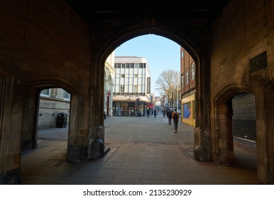 Lincoln, UK 03 10 2022 Historic Stone Archway In A City