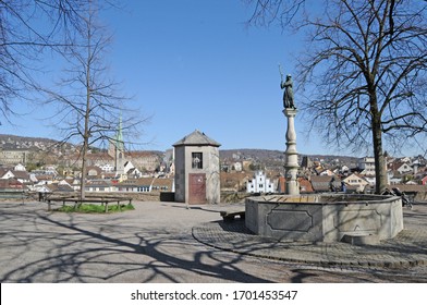 Zürich/Switzerland: The Lindenhof A Tourist Hot Spot In The Old Town Above The Limmat River Is Empty Due To Corona CoVid19 Virus