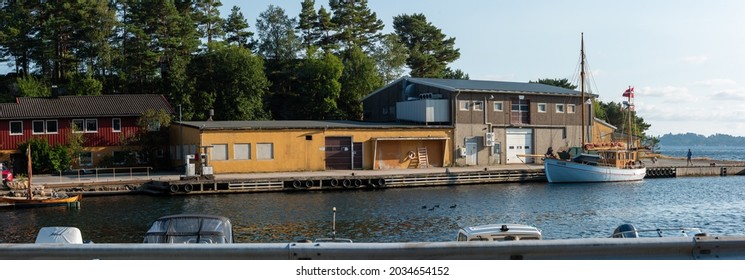 Lindesnes, Norway - August 04 2021: Engerviks Fish Food Production Facility.