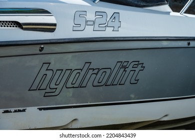 Lindesnes, Norway - August 08 2022: Details Of A Hydrolift S-24 Speed Boat.