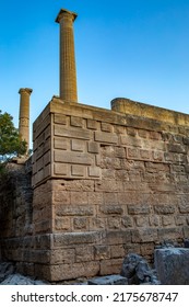 Lindos Acropolis On Rhodes, Greece, Sunset