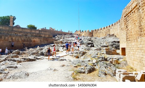 Lindos Village in Rhodes Island Greece - July 2017
Tourists on Lindos Acropolis - Shutterstock ID 1450696304