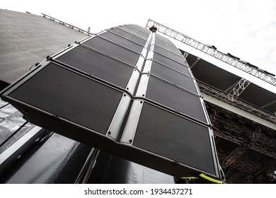 Line array sound speakers for live show. Professional concert equipment. - Shutterstock ID 1934437271
