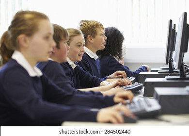 Line Of Children In School Computer Class