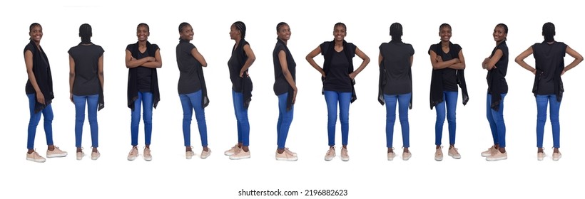 Line Of A  Group Of Same Woman On White Background