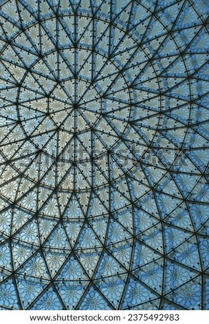 line pattern with a blue background of a dome.
