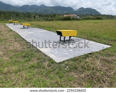 line of precision approach path indicators at the end of the runway