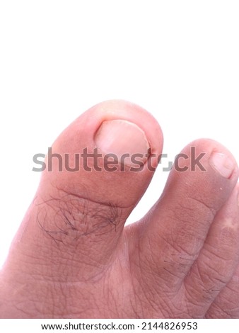 line the right toe with the slightly hairy thumb on the top. photo with white background