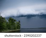 Line of storm clouds approaching on a remote lake in the Chippewa National Forest, northern Minnesota USA