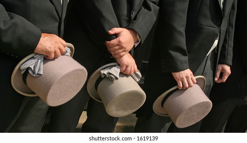 Line up of the Top Hats at UK wedding
