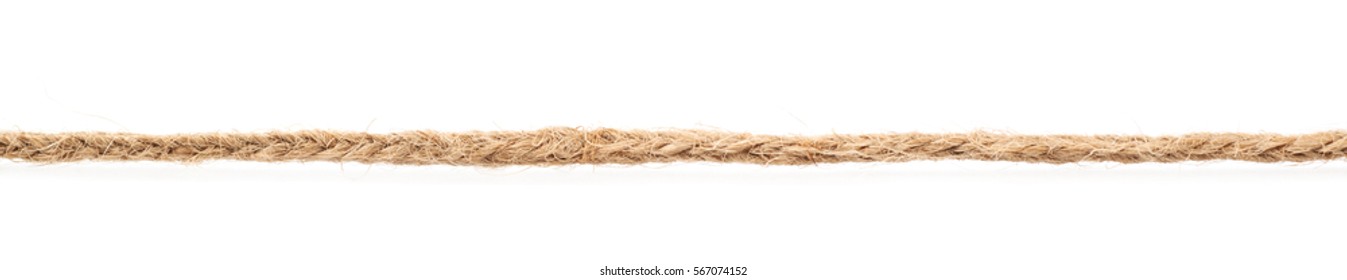 Line of a twisted decorational linen rope string isolated over the white background