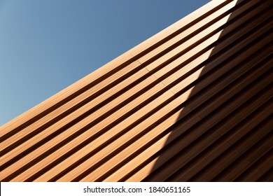line of wood in detail building and blue sky abstract architecture background - Shutterstock ID 1840651165