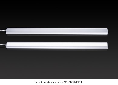 Linear led lighting. LED lights, track LED lamp. Office lighting. Composition of linear lamps. New technologies. High power linear SMD white lighting LED isolated on white background