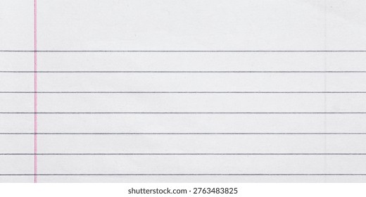 Lined Notebook Paper Texture with Red Margin and Blue Horizontal Lines

High-resolution paper texture of a classic white notebook sheet featuring blue horizontal ruled lines and a vertical red margin. This clean, top-view scan shows a subtle natural grain, making it an ideal background for educational content, back-to-school designs, office stationery mockups, and digital note-taking templates. A perfect blank canvas for handwriting fonts and academic graphics.