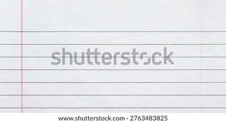 Lined Notebook Paper Texture with Red Margin and Blue Horizontal Lines

High-resolution paper texture of a classic white notebook sheet featuring blue horizontal ruled lines and a vertical red margin. This clean, top-view scan shows a subtle natural grain, making it an ideal background for educational content, back-to-school designs, office stationery mockups, and digital note-taking templates. A perfect blank canvas for handwriting fonts and academic graphics.