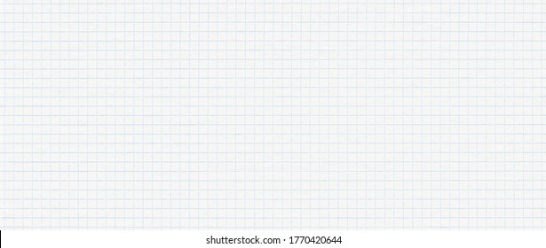 Lined Paper Background. White Notebook Sheet With Blue Grid Banner